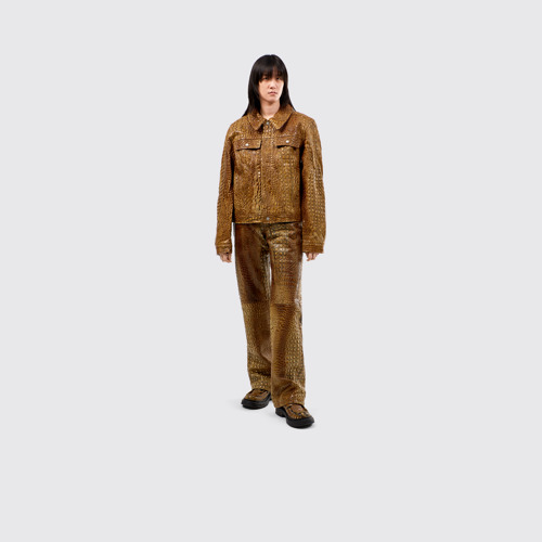 Image of Leather Jacket Veste en cuir marron