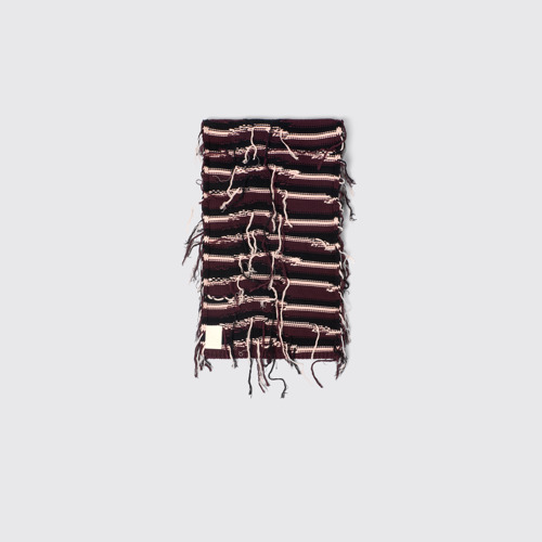 Image of Side view of Knit Scarf Brown Intarsia Knit Scarf