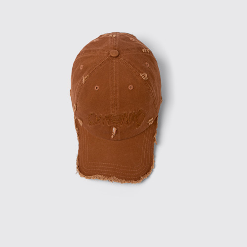 Image of Overhead view of Cap Faded Terracotta Distorted Washed Cap