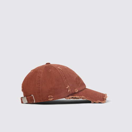 Image of Side view of Cap Faded Terracotta Distorted Washed Cap