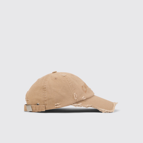 Side view of CAMPERLAB CAP Faded beige distorted washed cap