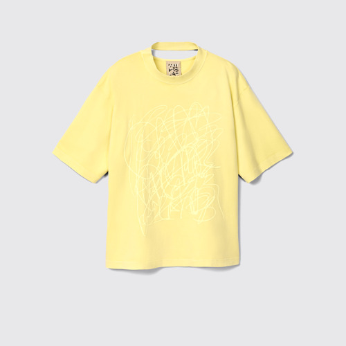 Image of Side view of T-Shirt Yellow Mineral Dye Boxy T-Shirt