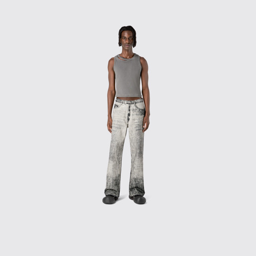 Image of Denim Faded Black Paint Print Denim Jeans