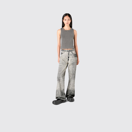 Image of Denim Faded Black Paint Print Denim Jeans