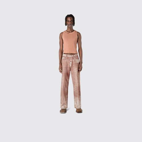 Image of Denim Terracotta Paint Print Denim Jeans