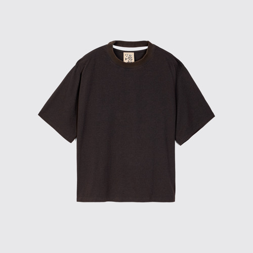 Image of Side view of T-Shirt Faded Black Boxy T-shirt