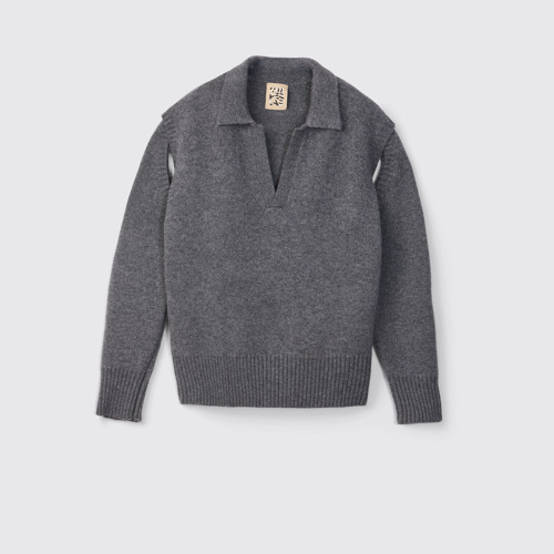 Side view of CAMPERLAB KNIT Gray wool-blend Sweater
