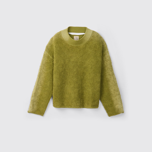 Side view of CAMPERLAB KNIT Green wool-blend Bouclé Jumper