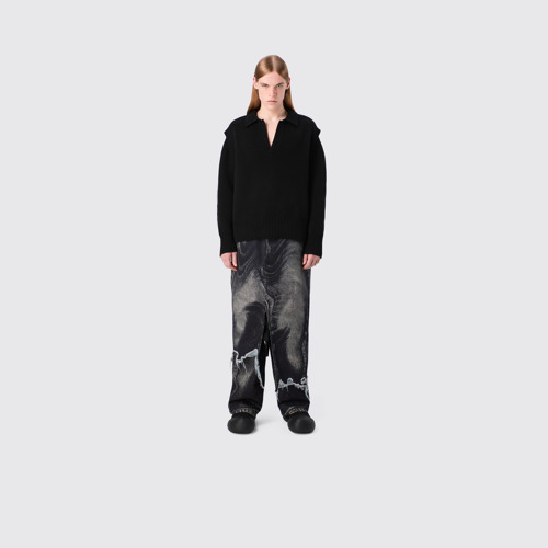 Image of CAMPERLAB DENIM Falda vaquera asimétrica negra y gris