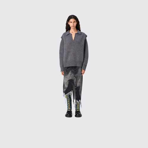 Image of CAMPERLAB DENIM Falda vaquera asimétrica negra y gris