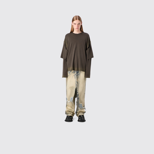 Image of CAMPERLAB DENIM Sand-black asymmetric denim skirt