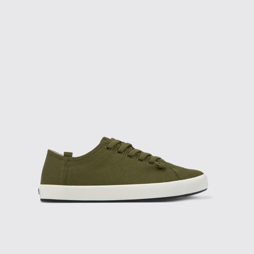 Image of Side view of Andratx Green Textile Sneaker for Men