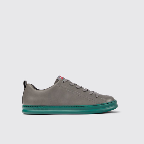 Side view of Runner Gray leather sneakers for men