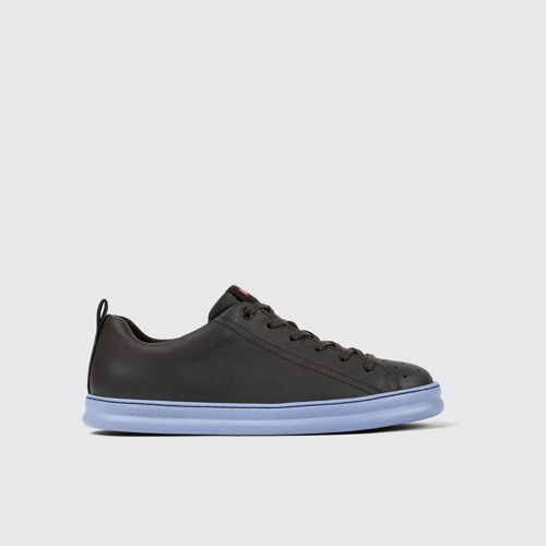 Image of Side view of Runner Gray Leather Sneaker for Men