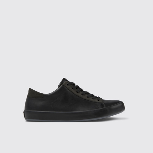 Image of Side view of Andratx Black Leather/Nubuck Sneaker for Men