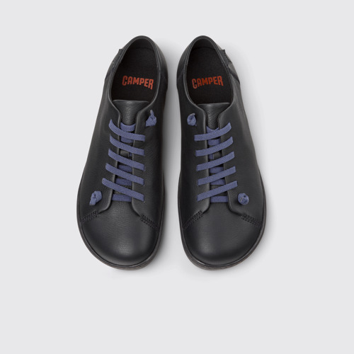 Image of Overhead view of Peu Black Leather Shoes for Men.
