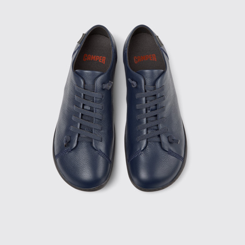 Image of Overhead view of Peu Blue Leather Shoes for Men.