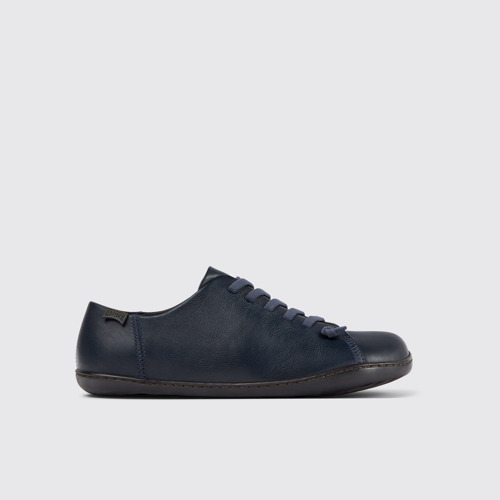 Image of Side view of Peu Blue leather shoes for men