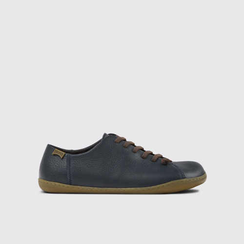 Image of Side view of Peu Blue Leather Men's Shoes.
