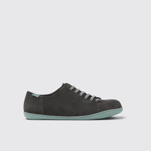 Image of Side view of Peu Gray Nubuck Shoes for Men.