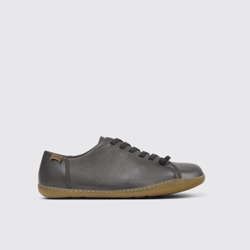 Image of Side view of Peu Gray Leather Shoes for Men.