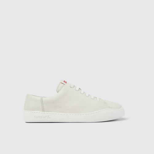 Image of Side view of Peu Touring White Leather Men's Sneakers.