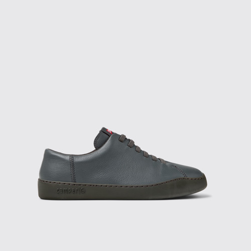 Side view of Peu Touring Gray Leather Sneakers for Men.