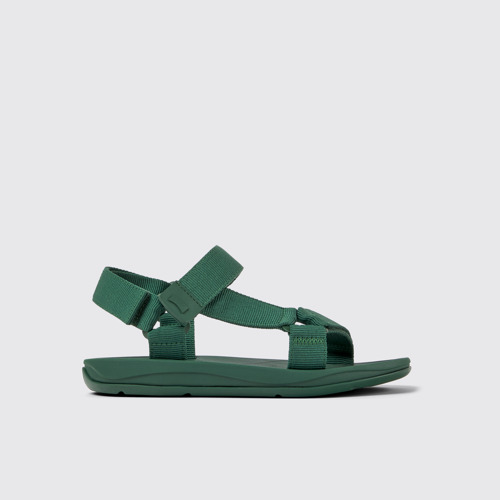 Image of Side view of Match Green textile sandals for men