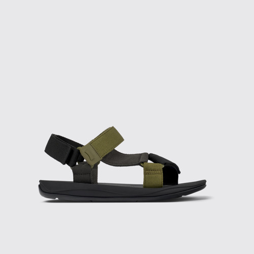 Image of Side view of Match Multicolored Textile Sandal for Men