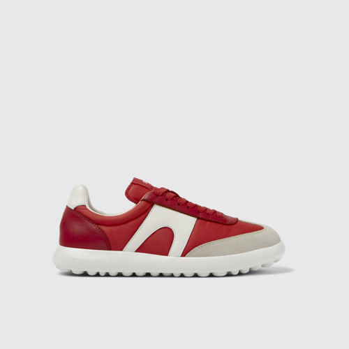 Image of Side view of Pelotas Xlite Red Textile/Leather Sneaker for Men