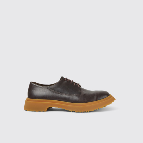 Image of Side view of Walden Dark brown leather lace-up shoes