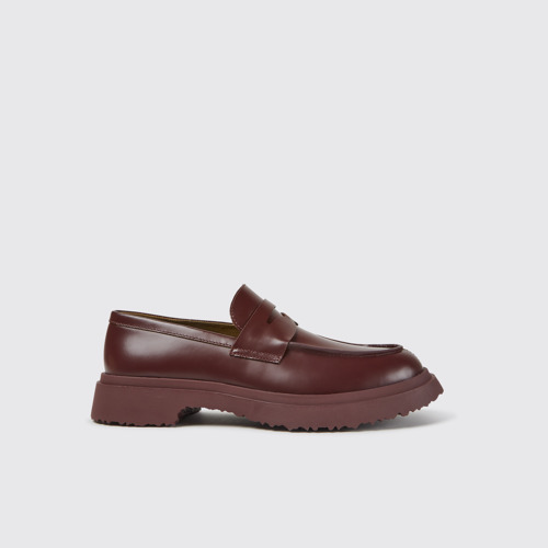 Side view of Walden Burgundy leather loafers