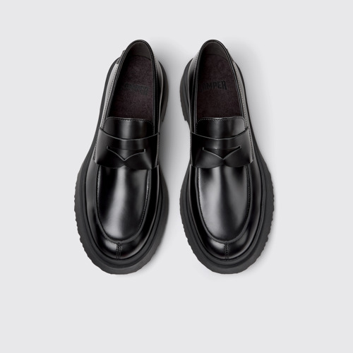 Image of Overhead view of Walden Black Leather Mocasins for Men.