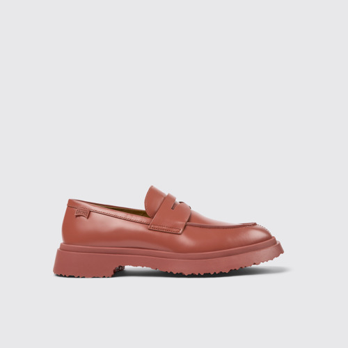 Image of Side view of Walden Red Leather Moccasin for Men