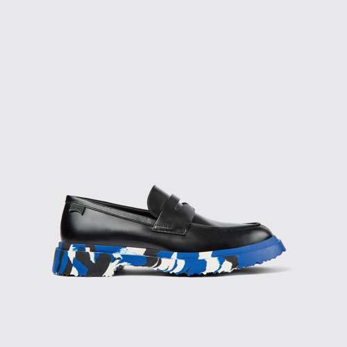 Image of Side view of Walden Black Leather Moccasin for Men