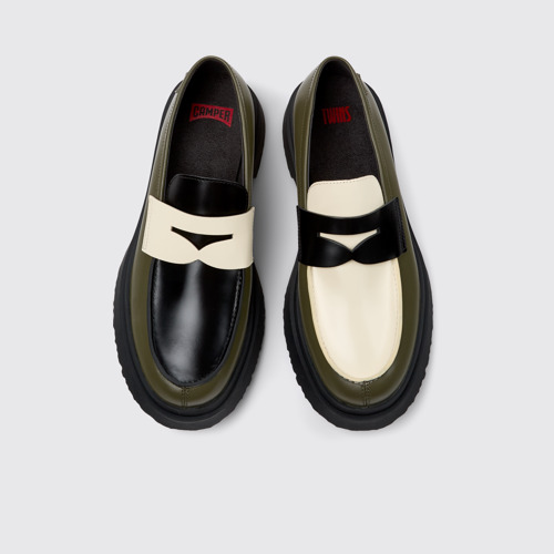 Image of Overhead view of Twins Multicolor Leather Mocasin/Nautical for Men.