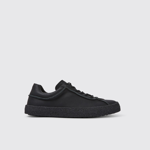 Image of Side view of Bark Black leather shoes for men