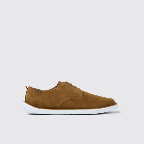 Image of Side view of Wagon Brown nubuck shoes for men