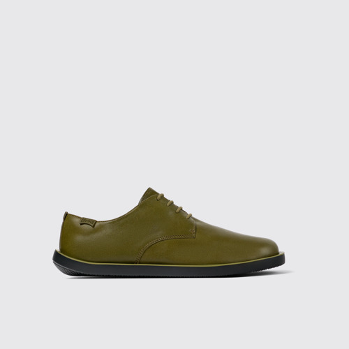 Image of Side view of Wagon Green Leather Blucher for Men