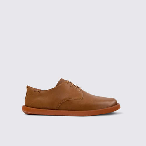 Image of Side view of Wagon Brown Leather Men's Shoes.