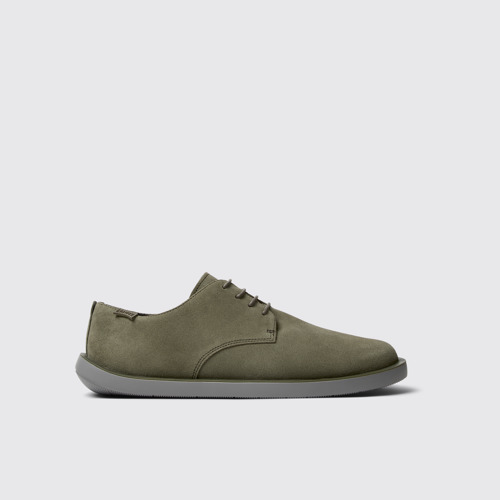 Image of Side view of Wagon Green Nubuck Shoe for Men.