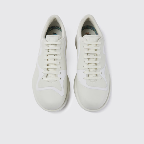 Image of Twins Sneakers de piel en blanco y blanco roto