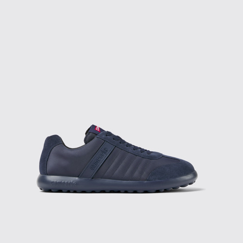 Image of Side view of Pelotas XLite Blue Recycled PET and Nubuck Men's Sneaker.