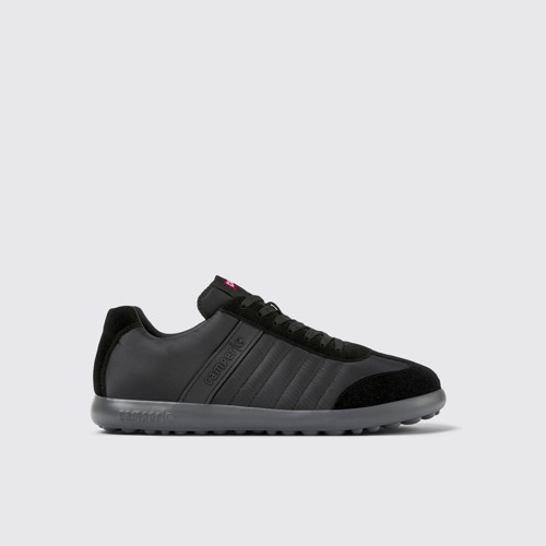 Image of Side view of Pelotas XLite Black Textile and Nubuck Sneakers for Men.