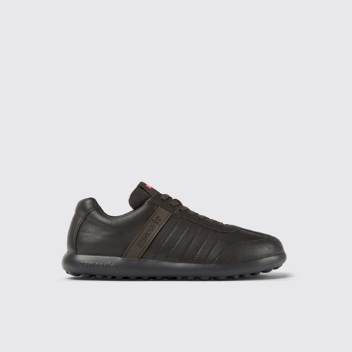 Image of Side view of Pelotas XLite Brown Leather Men's Sneakers.