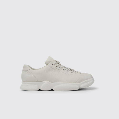 Side view of Karst White leather shoes for men