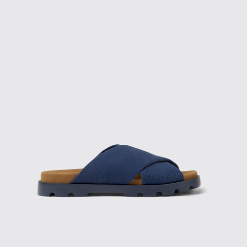 Image of Side view of Brutus Sandal Blue recycled cotton sandals for men