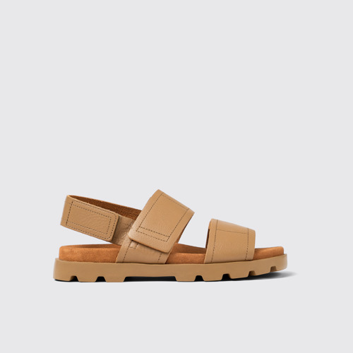 Side view of Brutus Sandal Beige Leather 2-Strap Sandal for Men