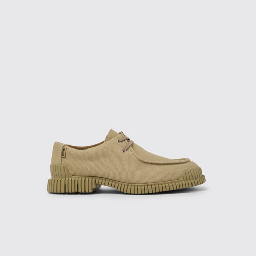 Image of Side view of Pix Beige recycled cotton shoes for men