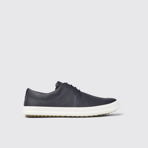 Image of Side view of Chasis Blue leather shoes for men